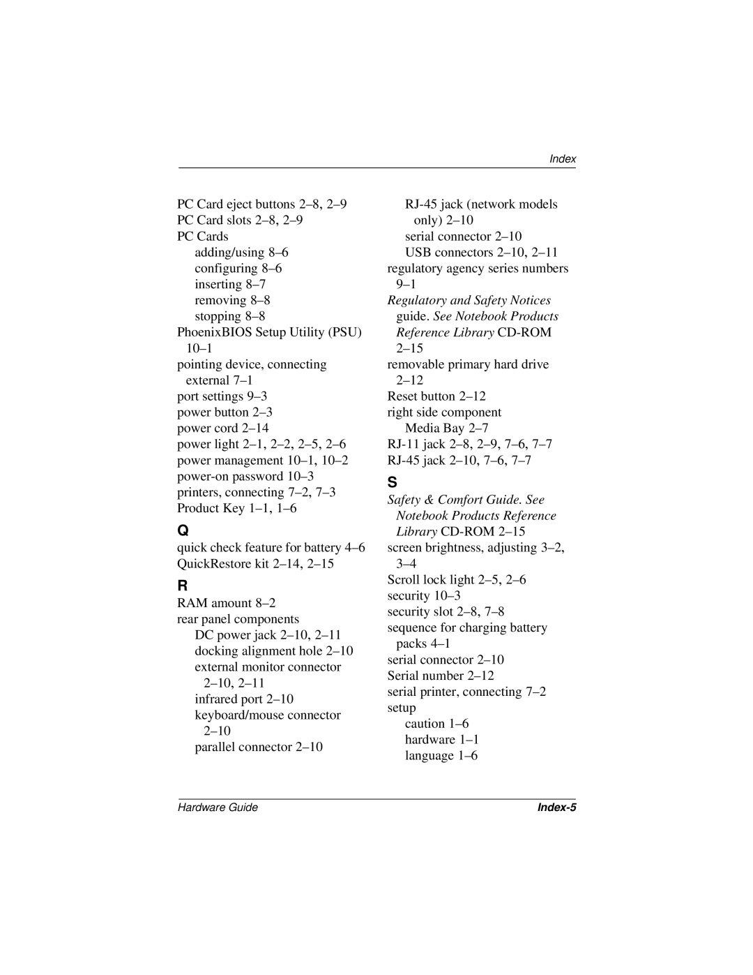 Compaq N150 Series manual Safety & Comfort Guide. See 