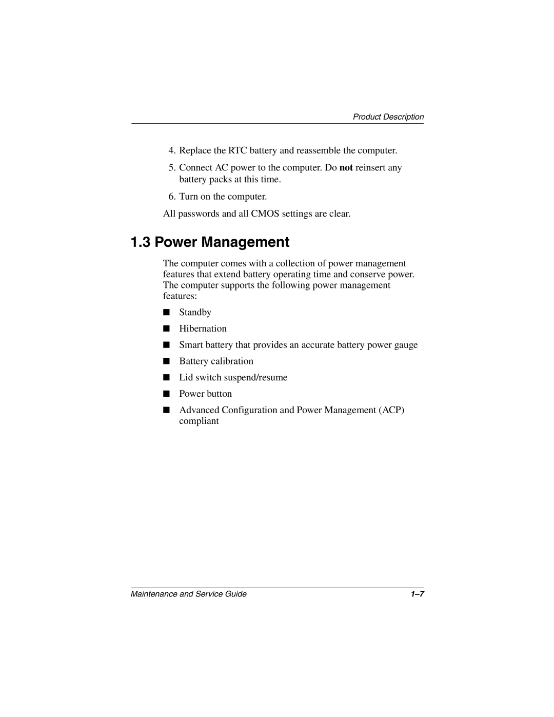 Compaq N150 manual Power Management 