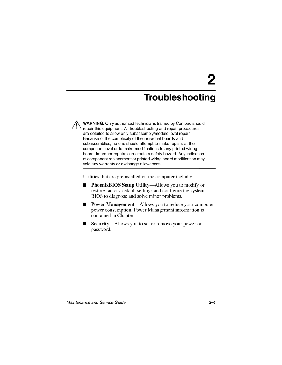 Compaq N150 manual Troubleshooting 