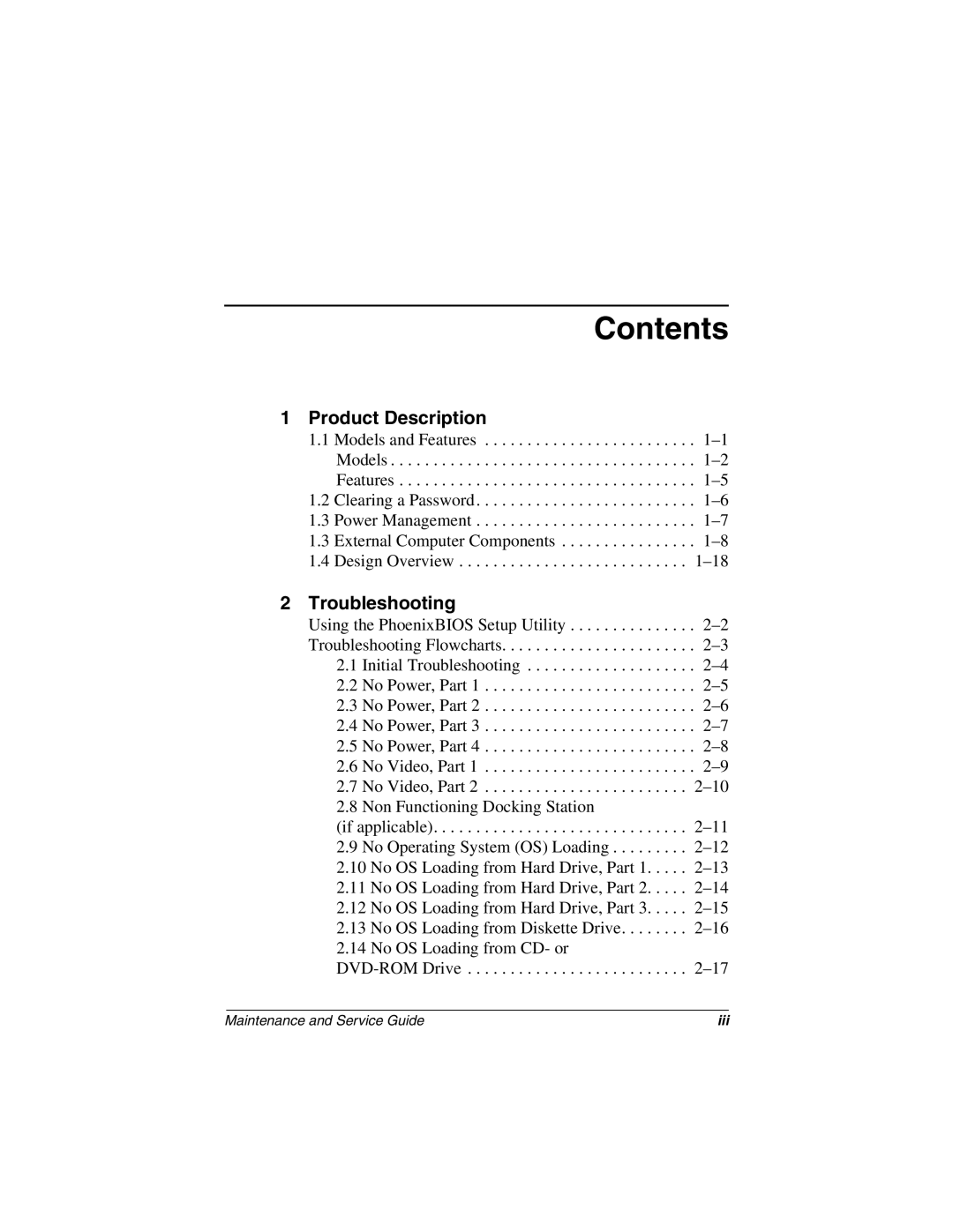 Compaq N150 manual Contents 