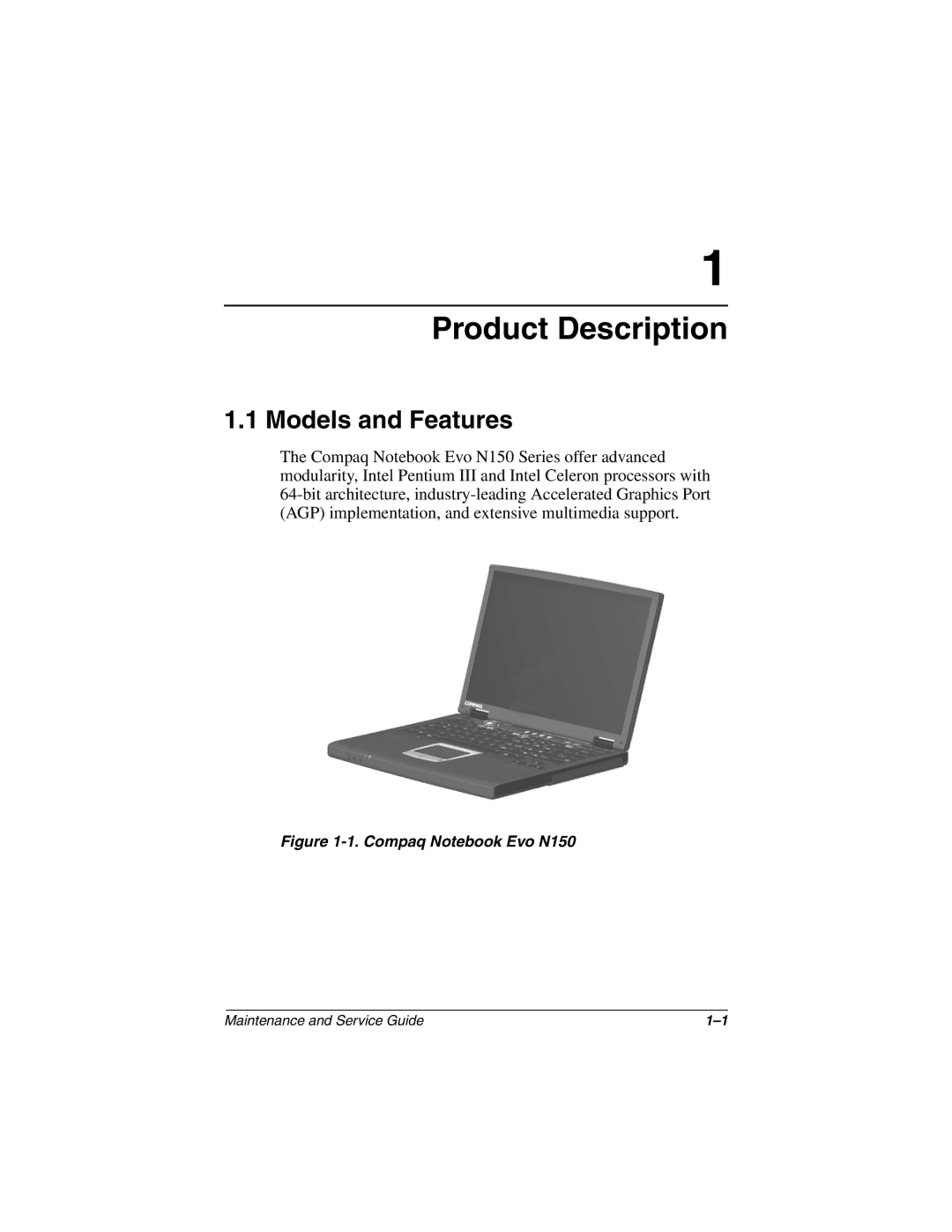 Compaq N150 manual Product Description, Models and Features 