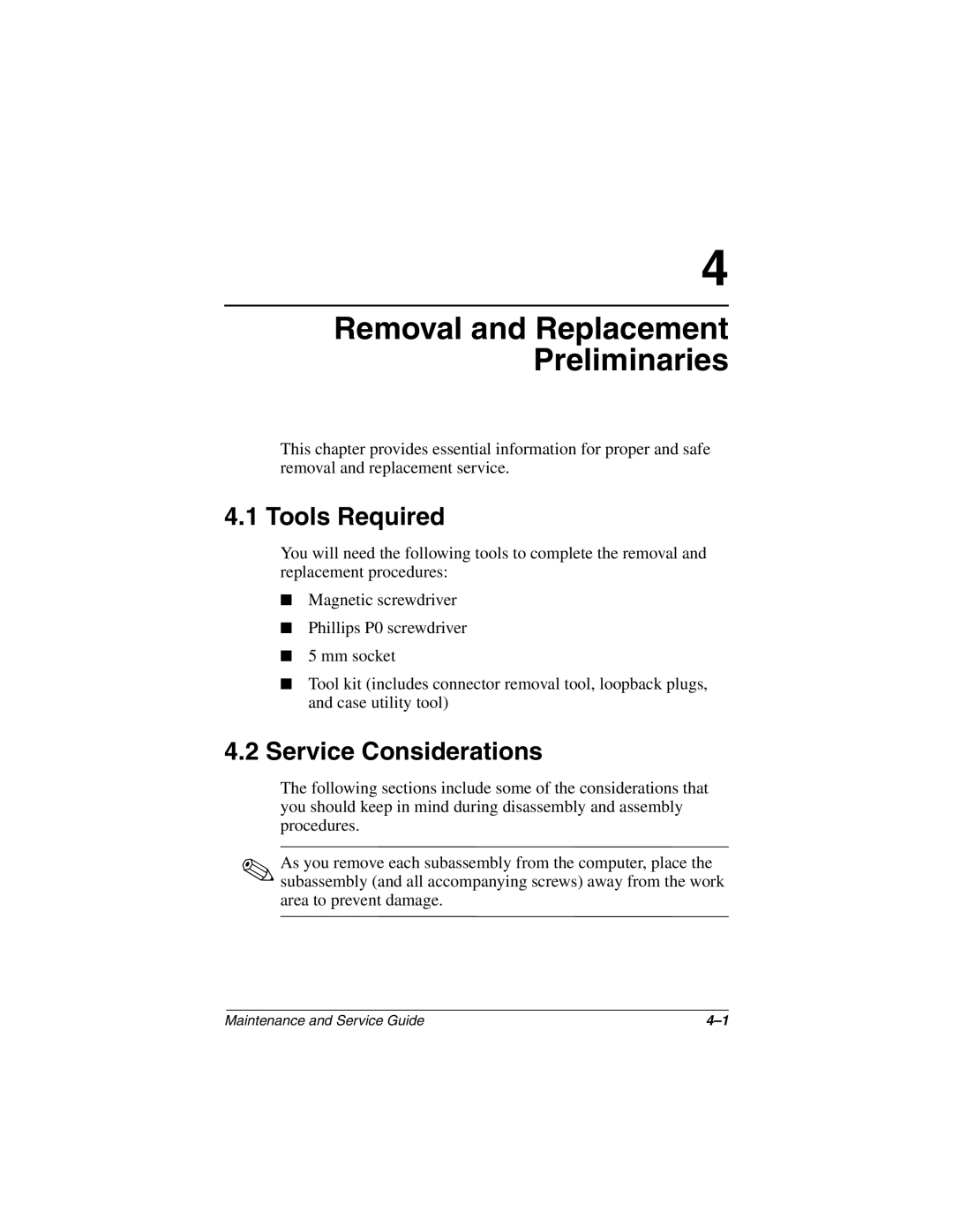 Compaq N150 manual Tools Required, Service Considerations 