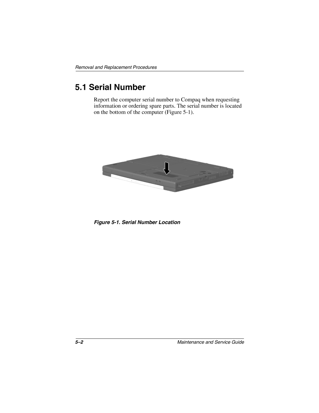 Compaq N150 manual Serial Number Location 