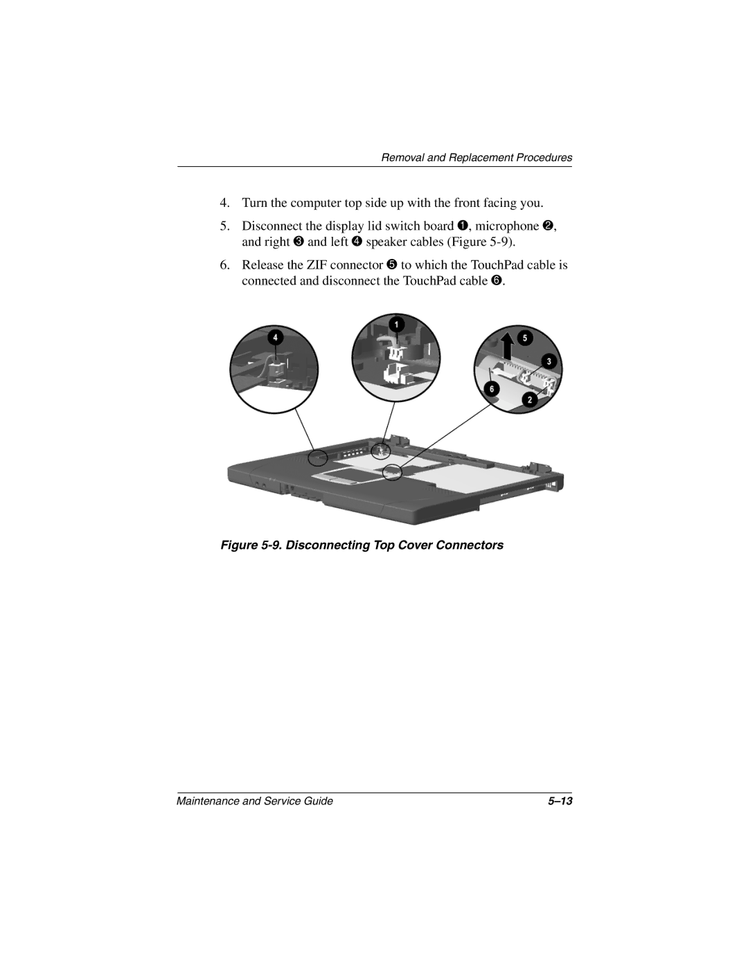 Compaq N150 manual Disconnecting Top Cover Connectors 