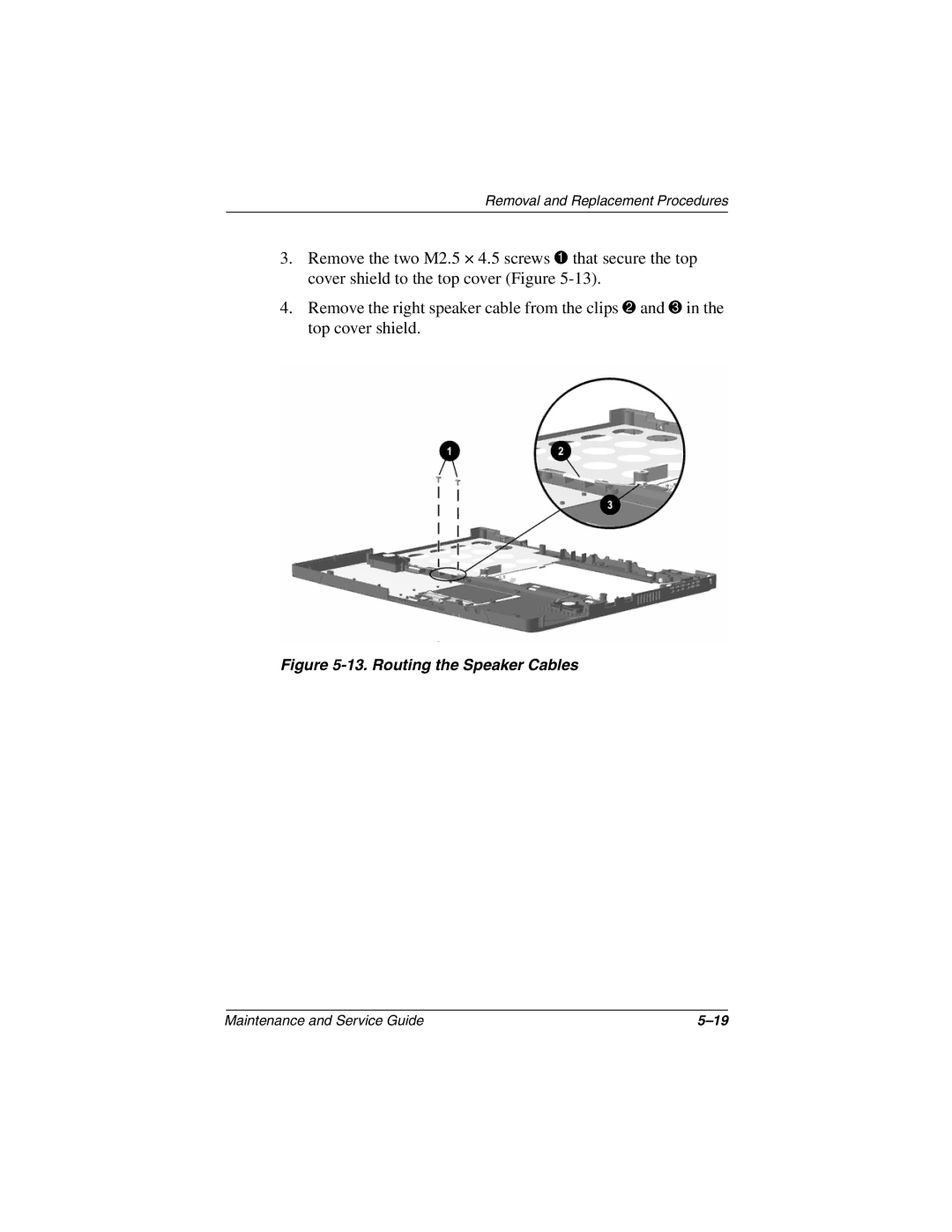 Compaq N150 manual Routing the Speaker Cables 