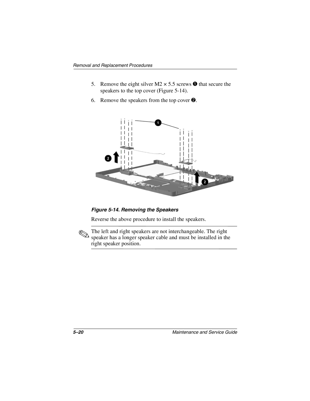 Compaq N150 manual Removing the Speakers 