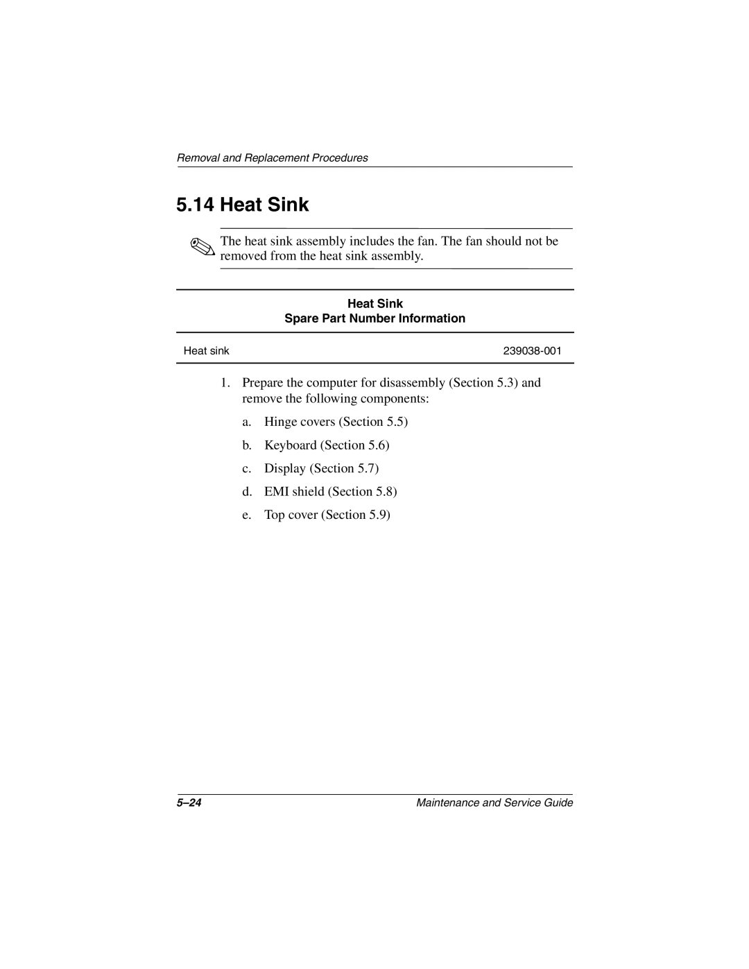 Compaq N150 manual Heat Sink 