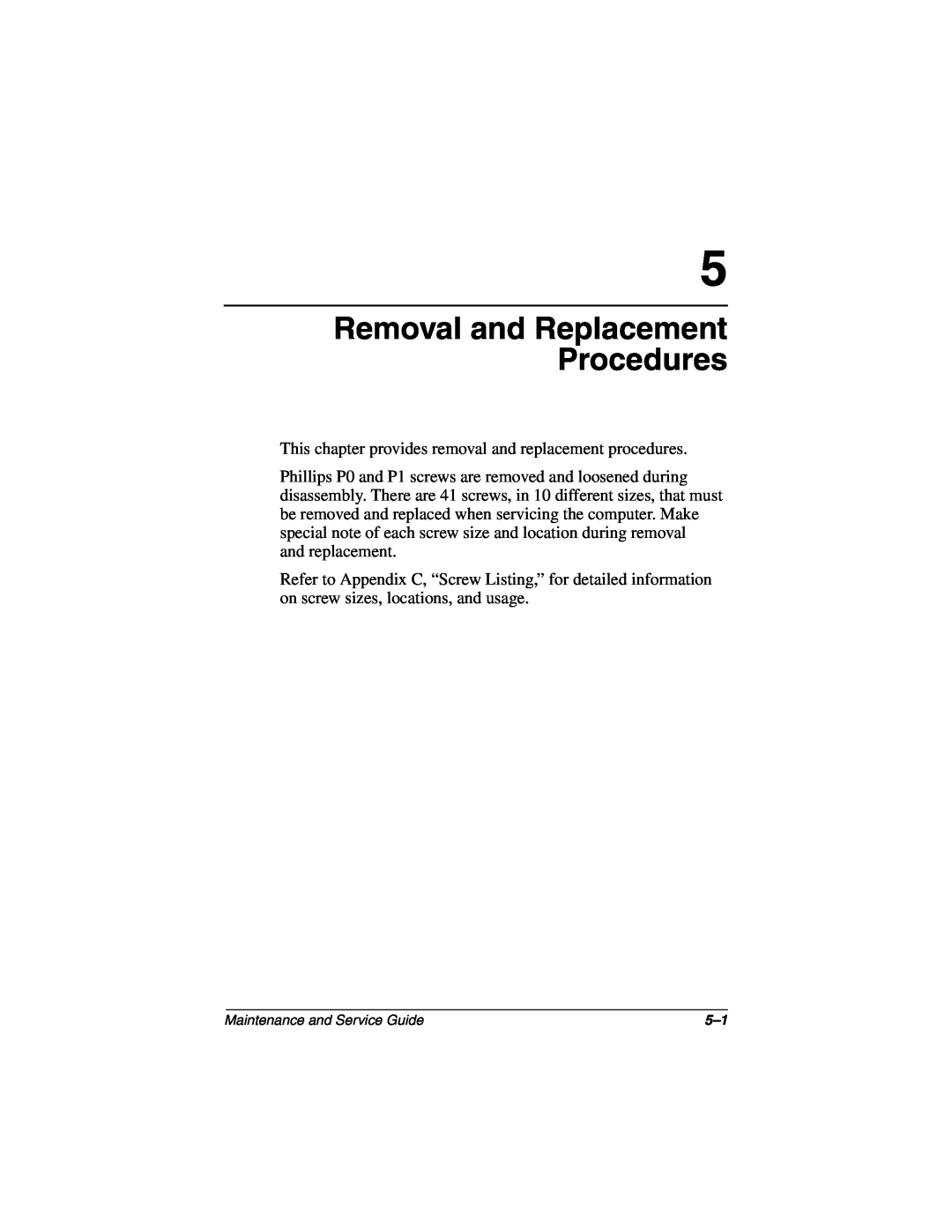 Compaq N160 manual Removal and Replacement Procedures 
