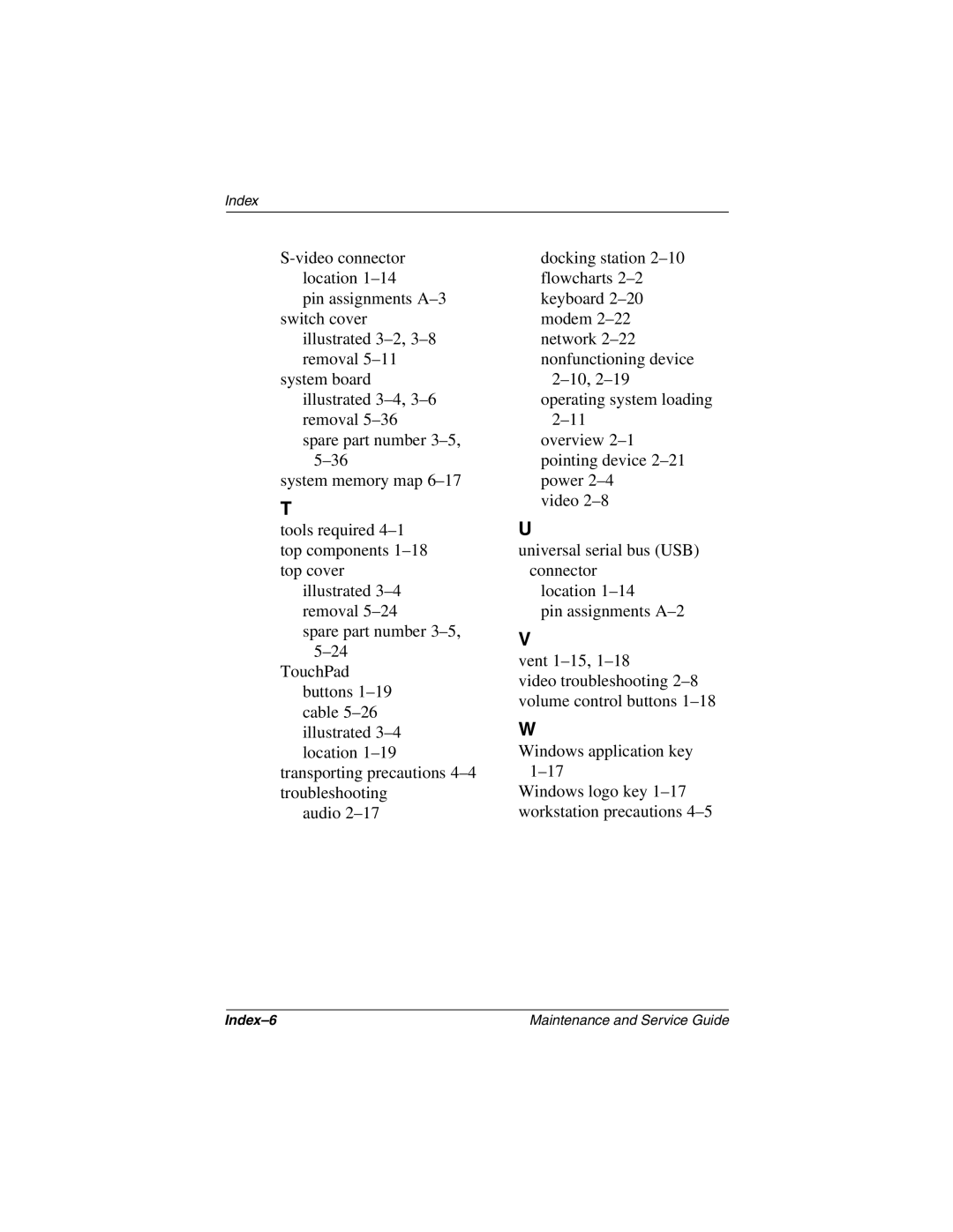 Compaq N160 manual Index-6 