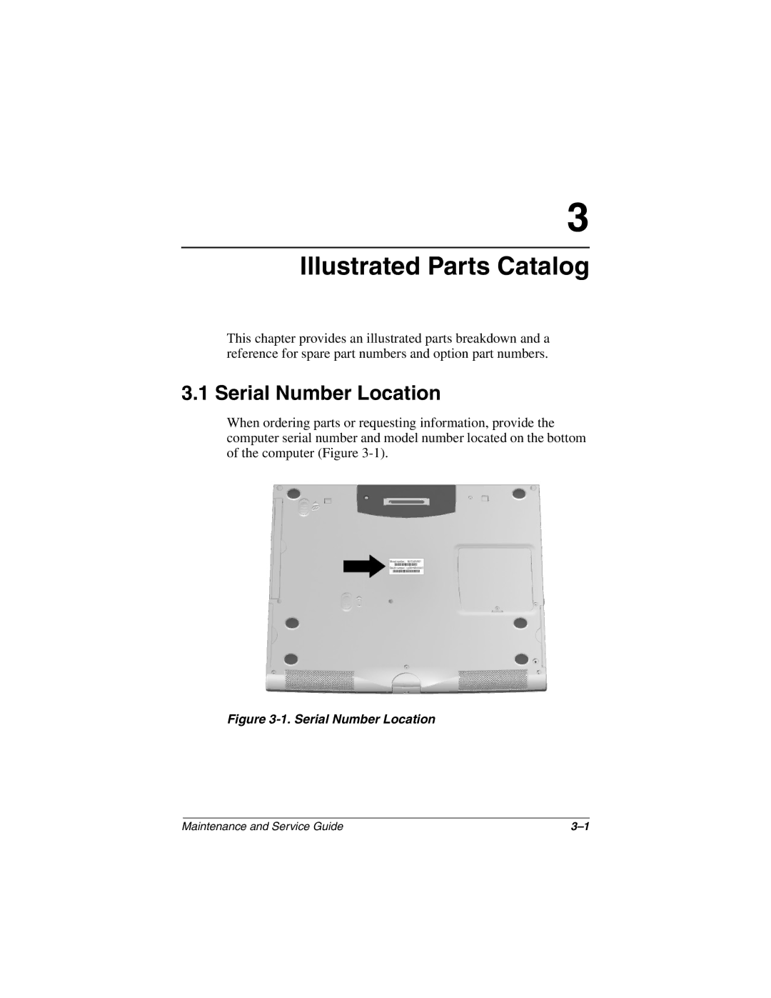 Compaq N160 manual Illustrated Parts Catalog, Serial Number Location 