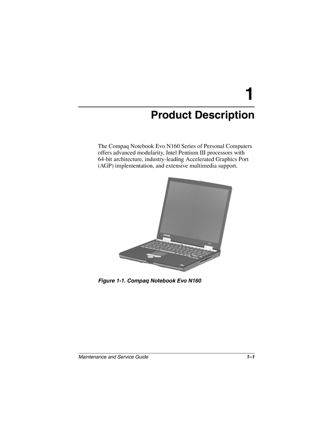 Compaq N160 manual Product Description 