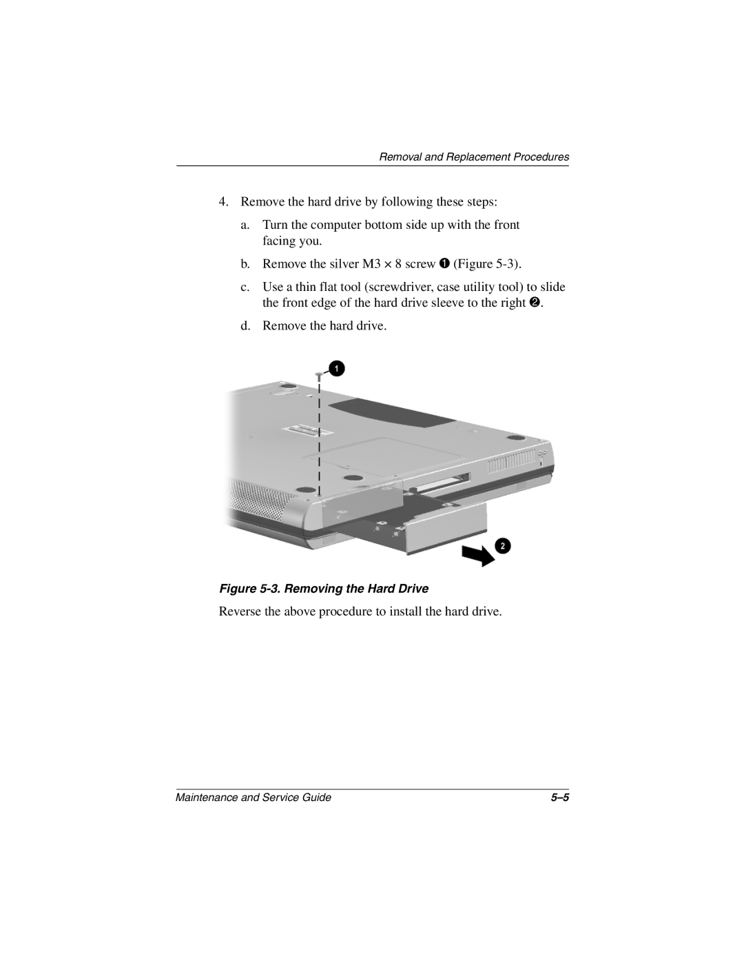 Compaq N160 manual Reverse the above procedure to install the hard drive 