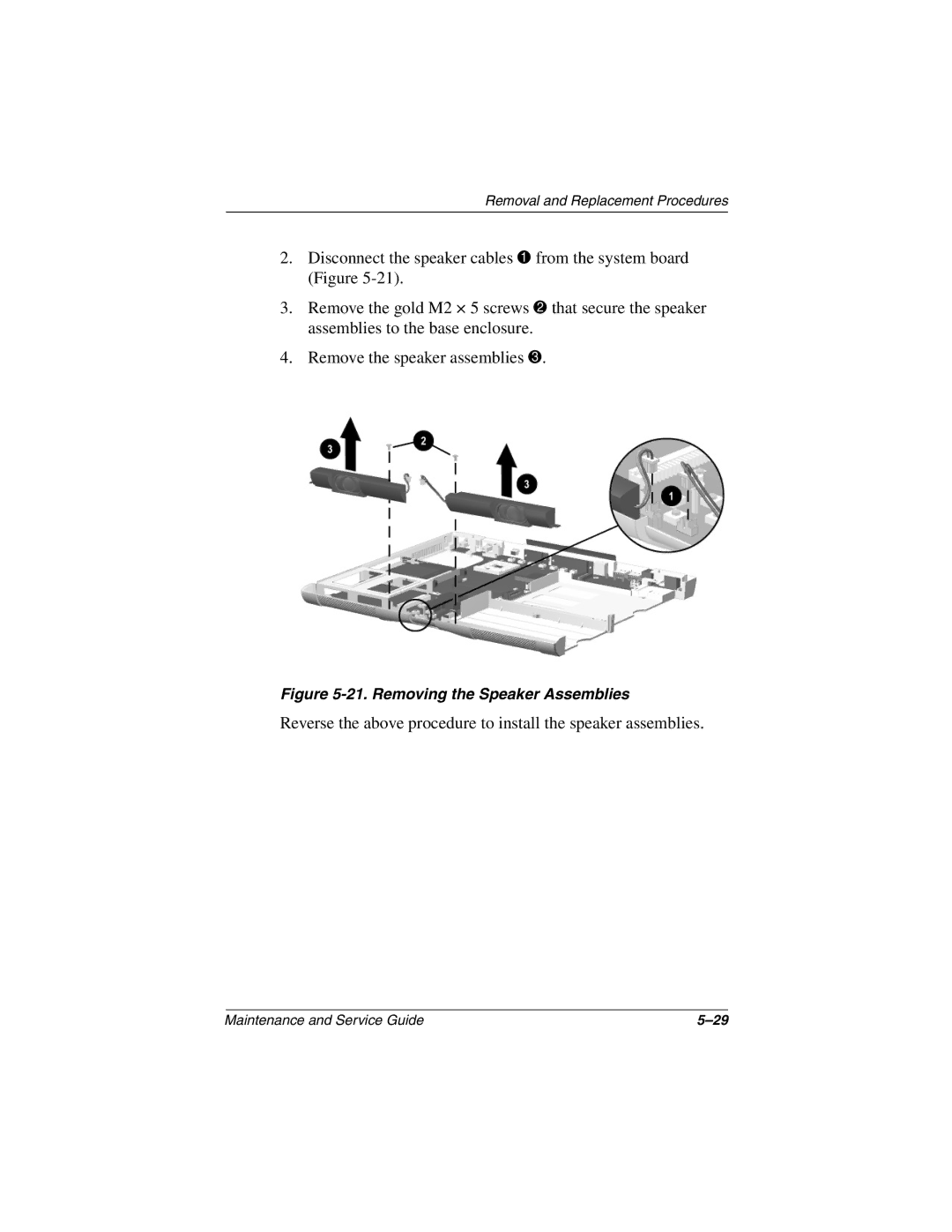 Compaq N160 manual Removing the Speaker Assemblies 