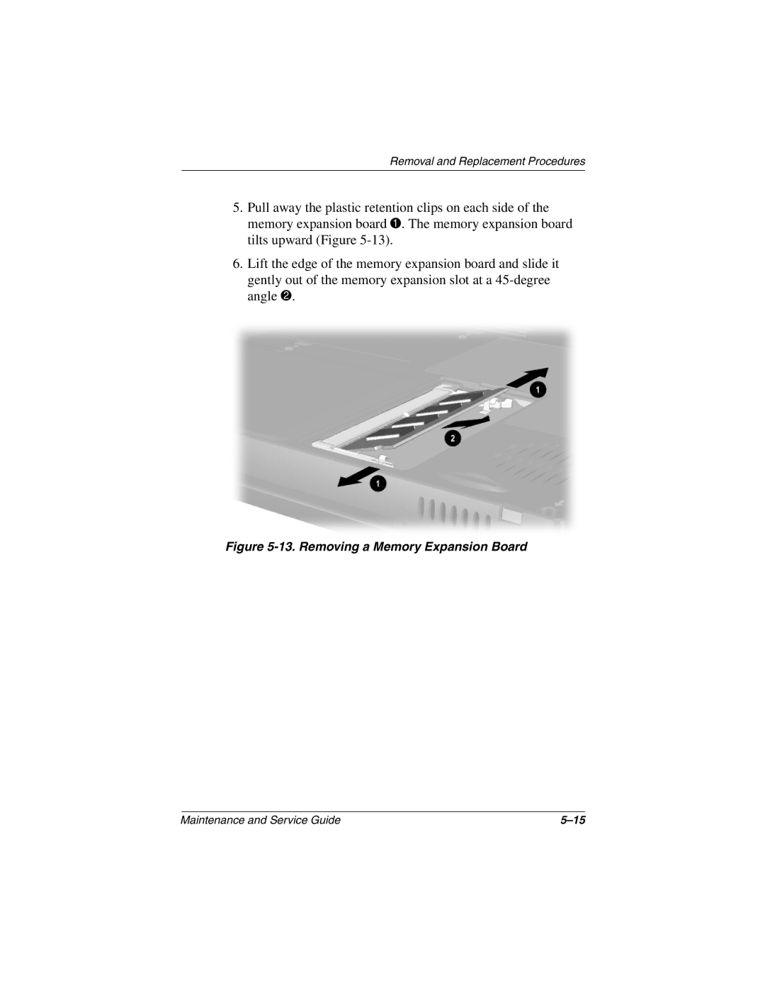 Compaq N410c manual Removing a Memory Expansion Board 