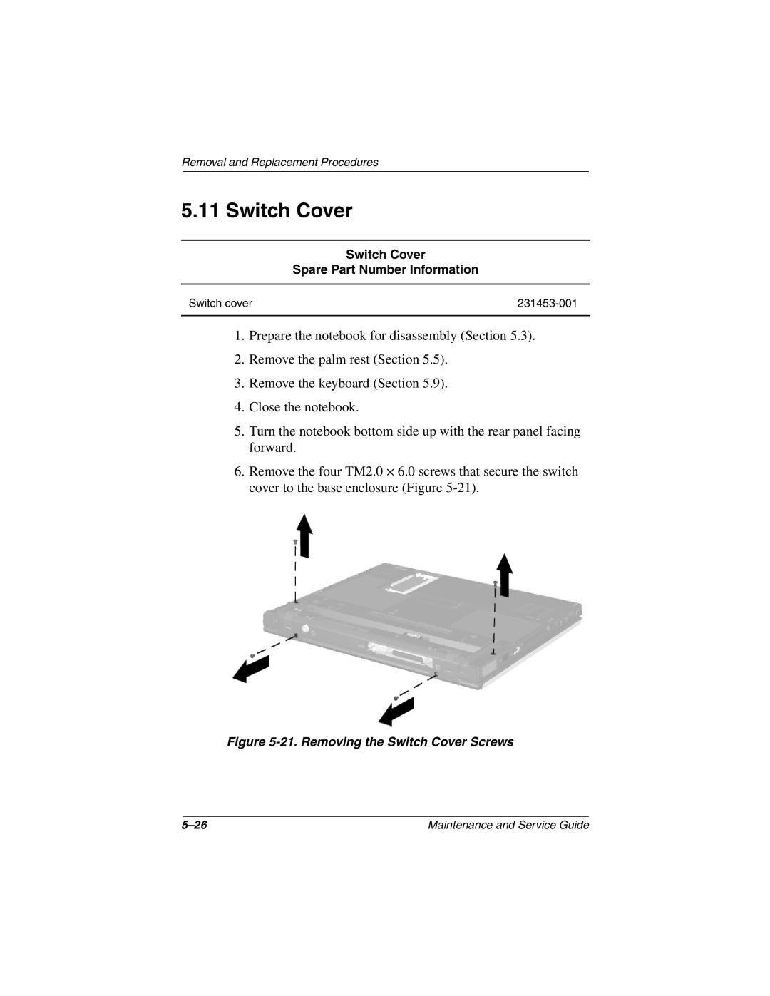 Compaq N410c manual Switch Cover Spare Part Number Information 