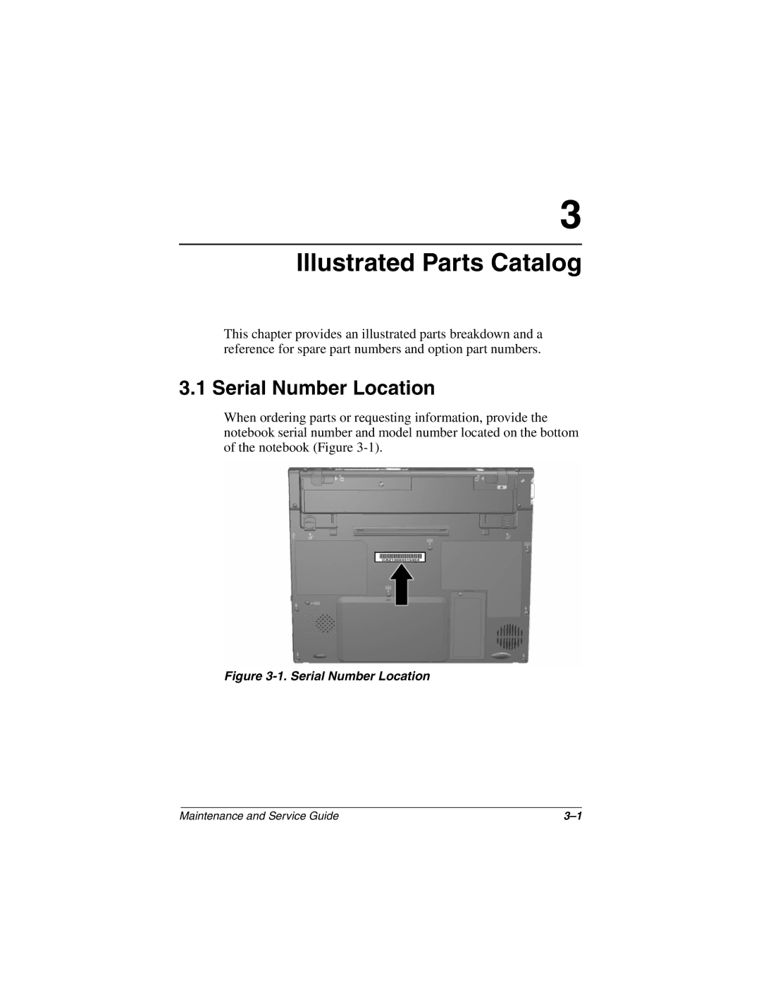 Compaq N410c manual Illustrated Parts Catalog, Serial Number Location 