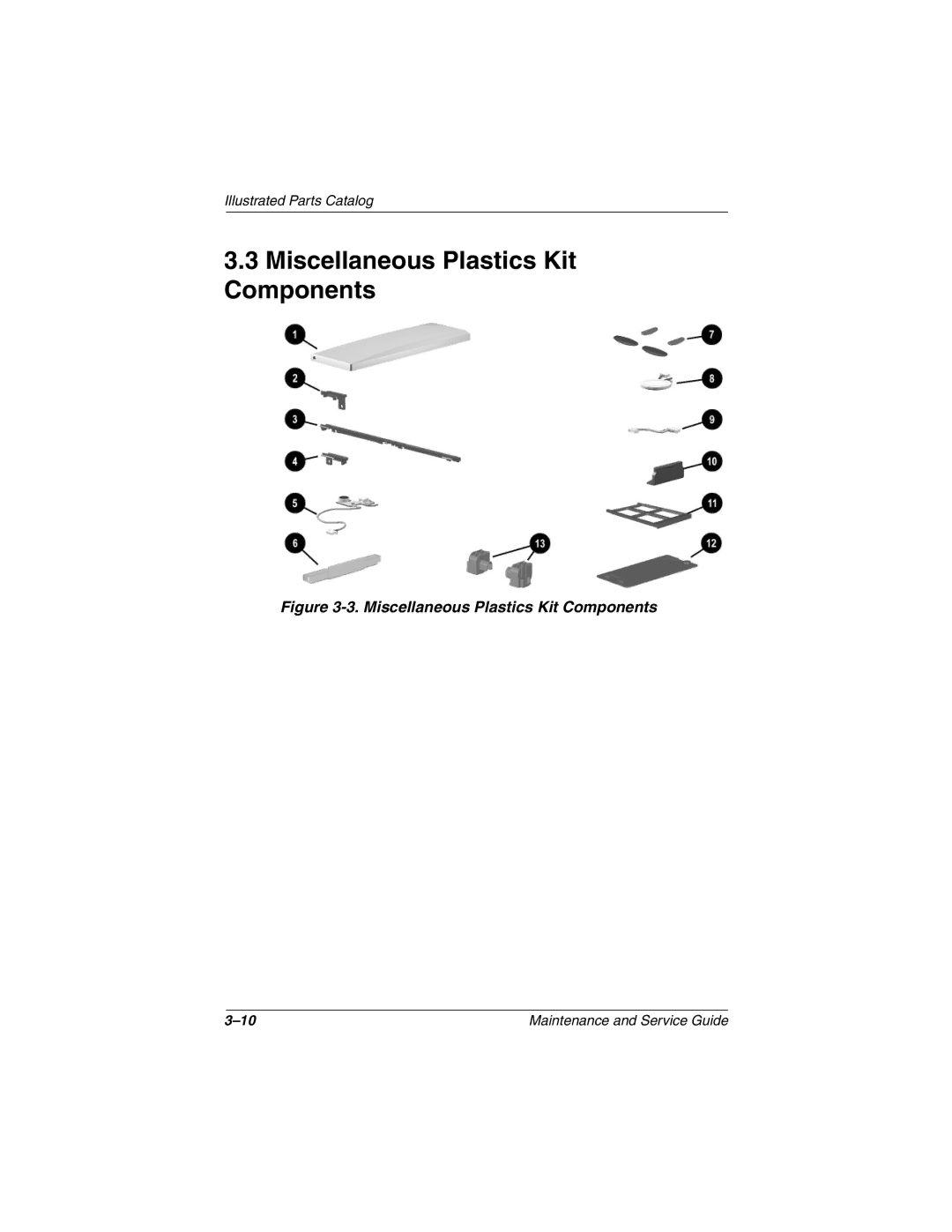 Compaq N410c manual Miscellaneous Plastics Kit Components 