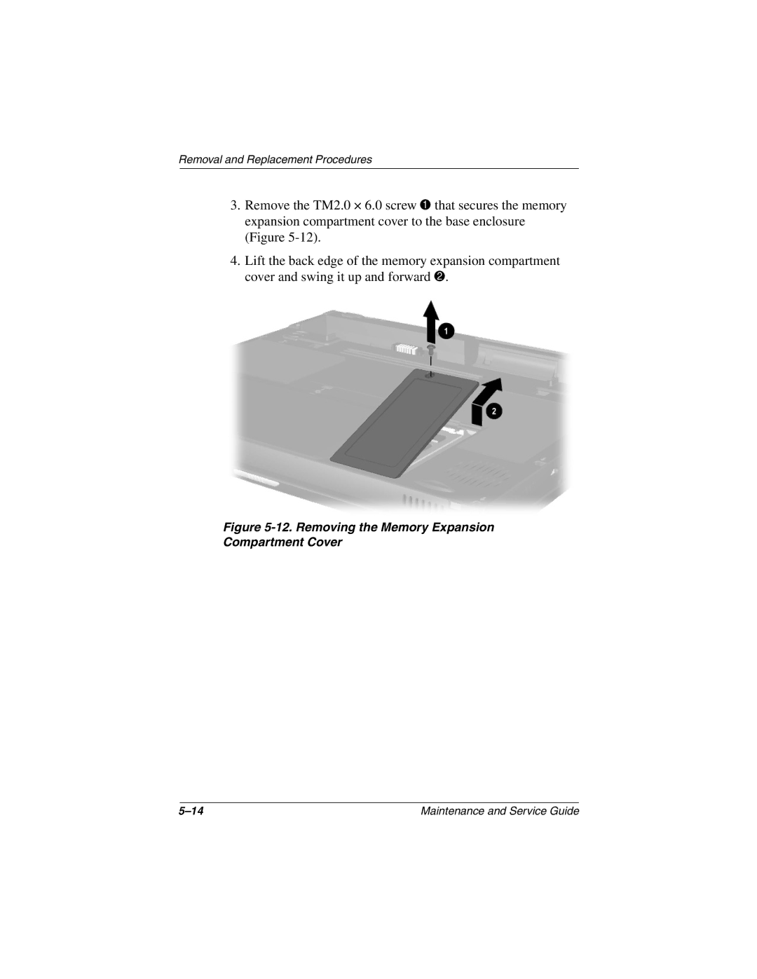 Compaq N410c manual Removing the Memory Expansion Compartment Cover 