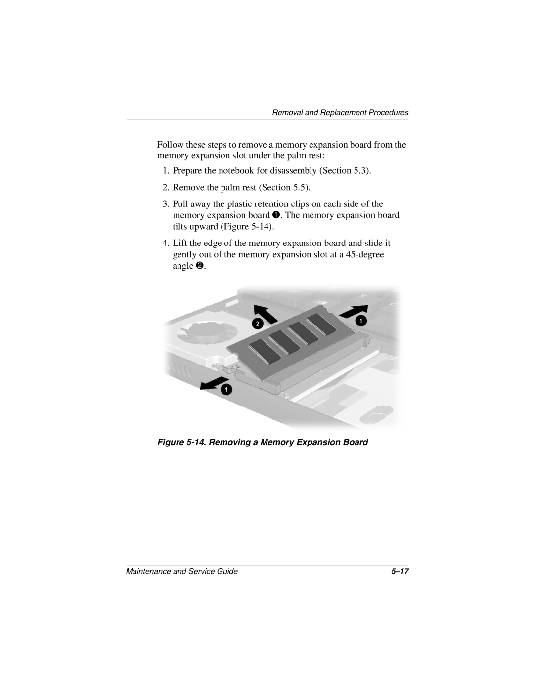 Compaq N410c manual Removing a Memory Expansion Board 