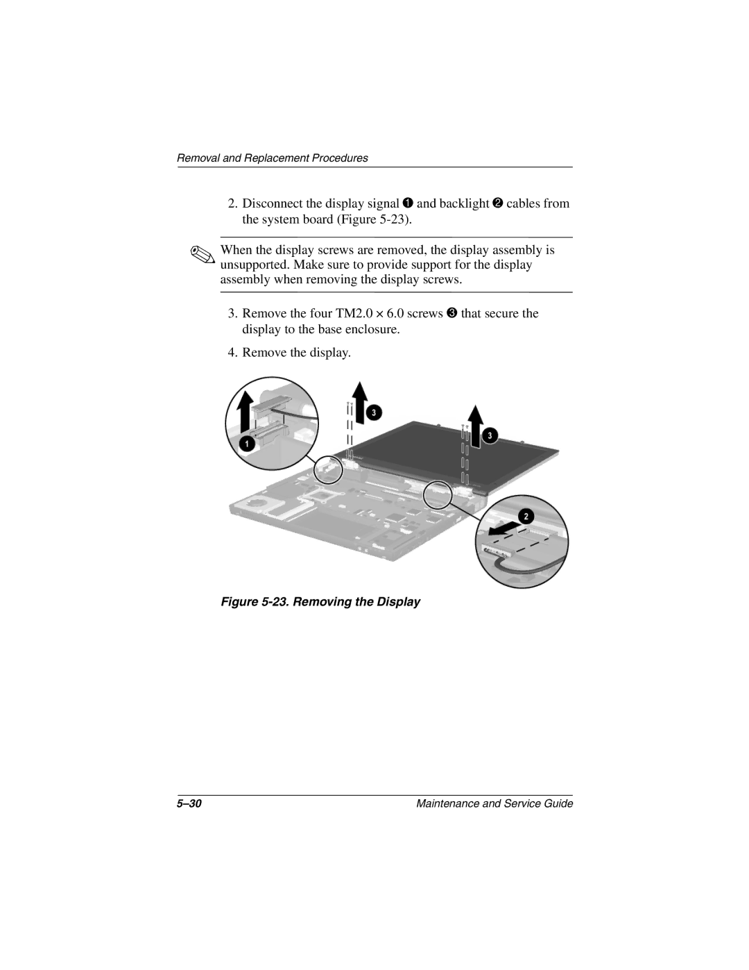 Compaq N410c manual Removing the Display 