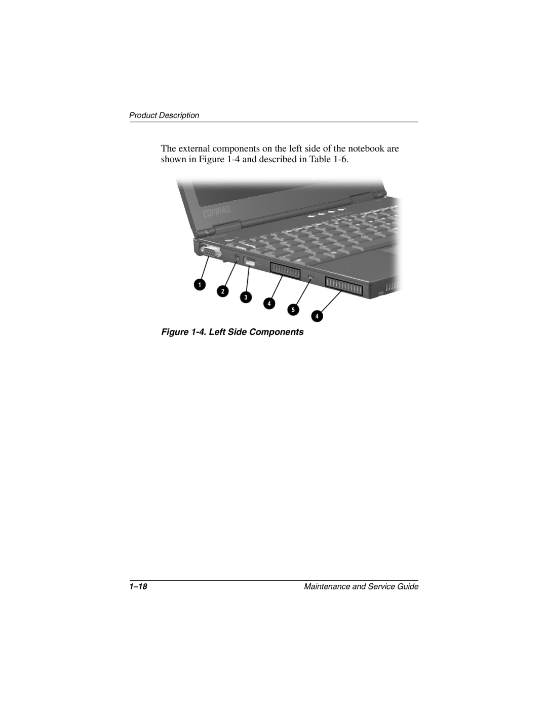 Compaq N410c manual Left Side Components 