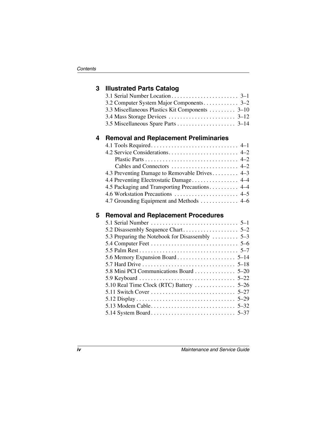 Compaq N410c manual Illustrated Parts Catalog, Removal and Replacement Preliminaries, Removal and Replacement Procedures 