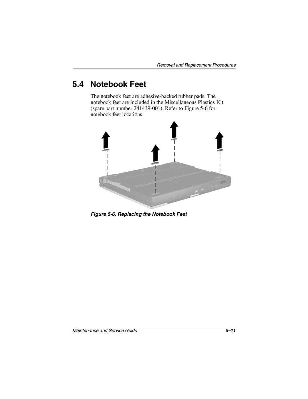 Compaq N620C, N600c, N610V manual Replacing the Notebook Feet 