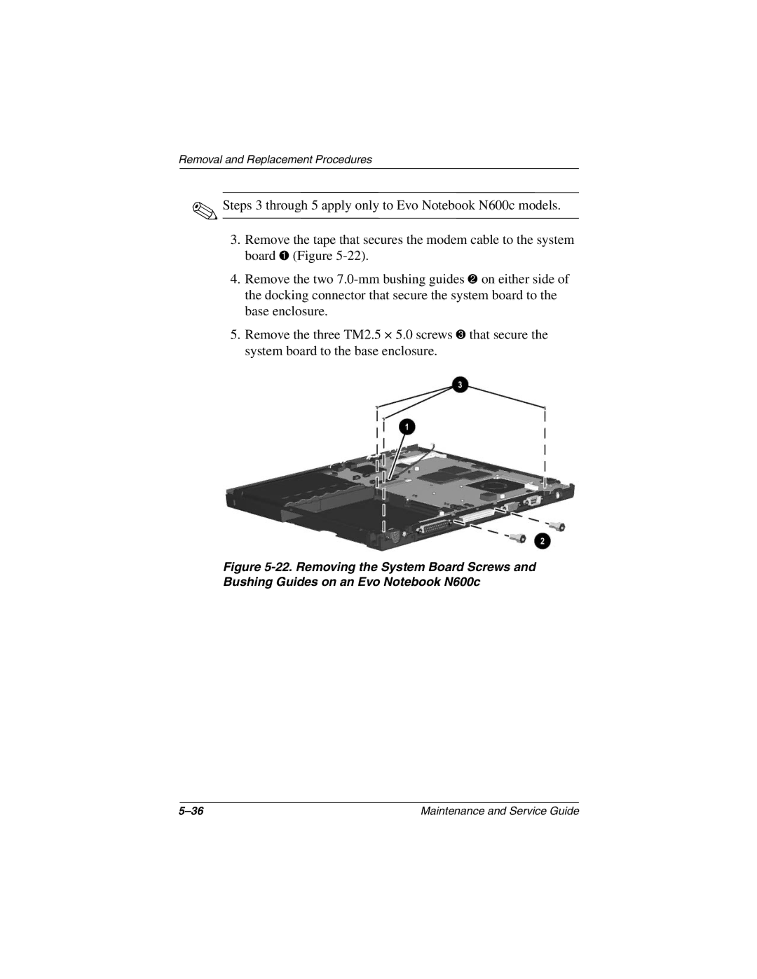 Compaq N610V, N600c, N620C manual Removal and Replacement Procedures 