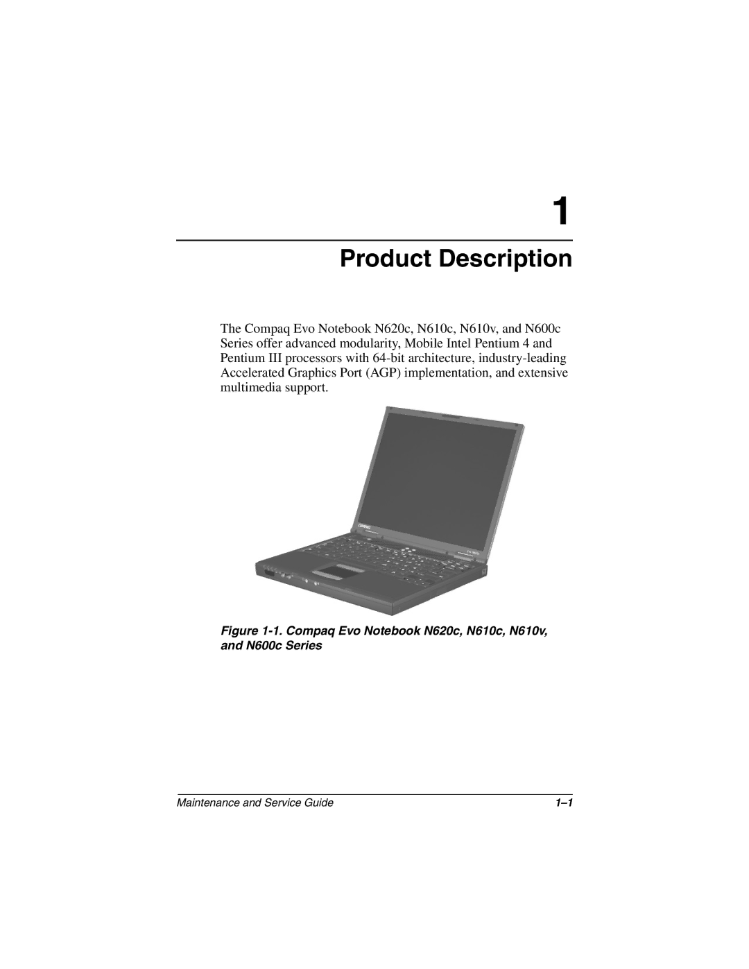 Compaq N600c, N620C, N610V manual Product Description 