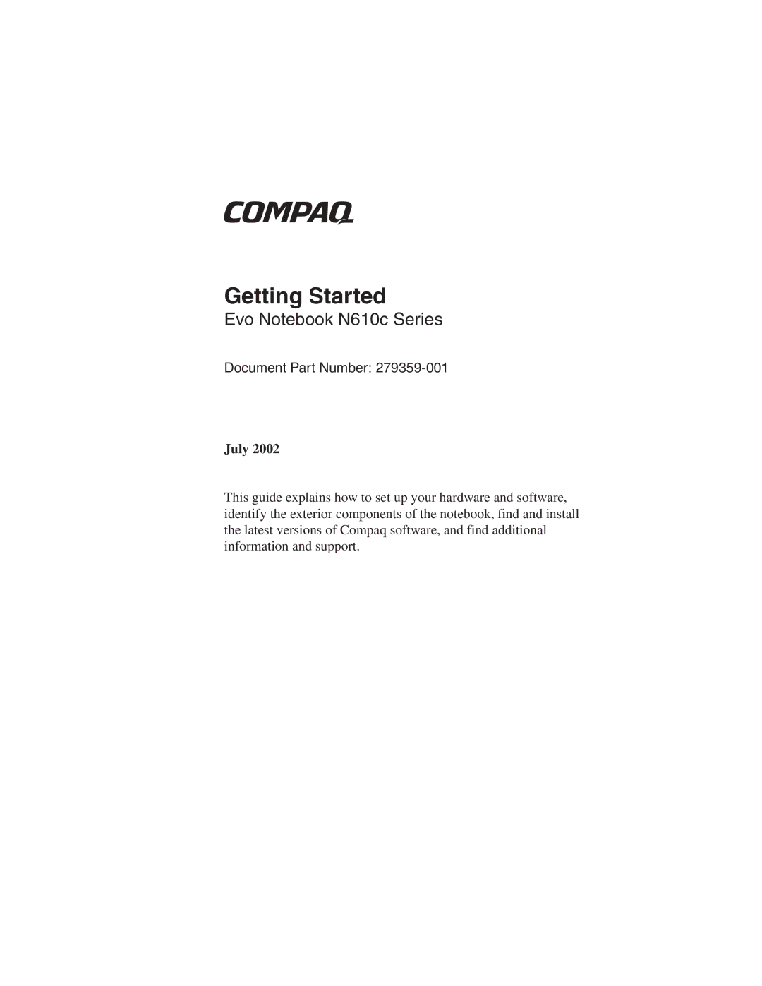 Compaq N610c Series manual Getting Started 