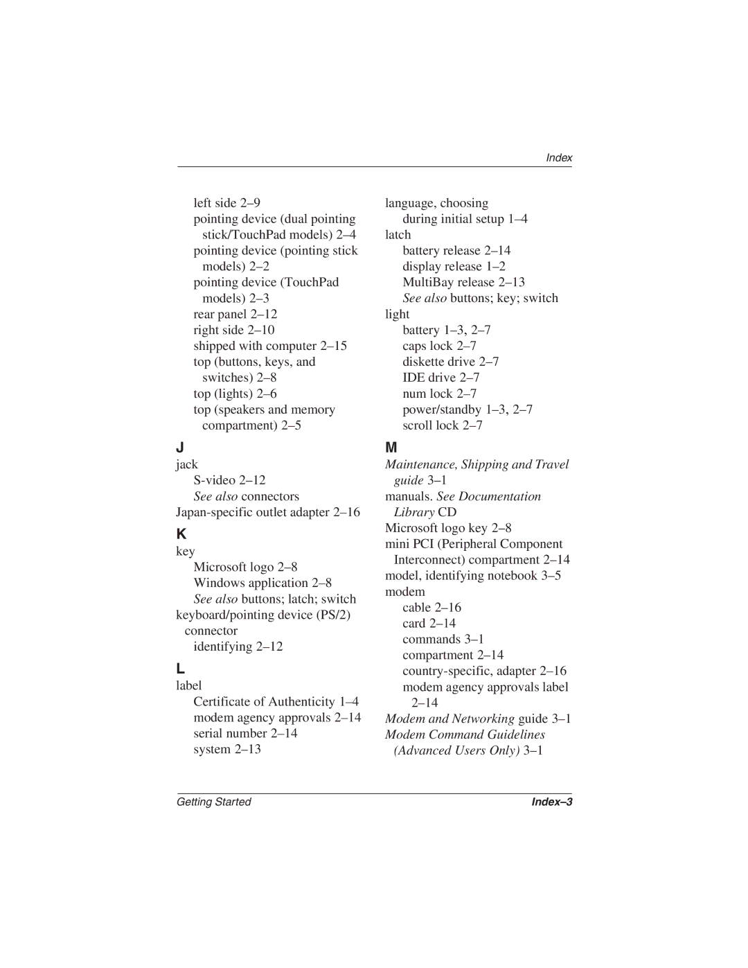 Compaq N610c Series manual Maintenance, Shipping and Travel guide 