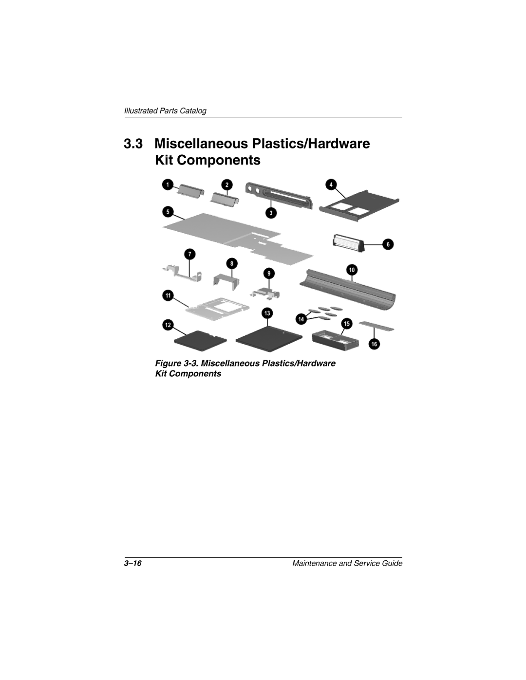 Compaq N800C manual Miscellaneous Plastics/Hardware Kit Components 