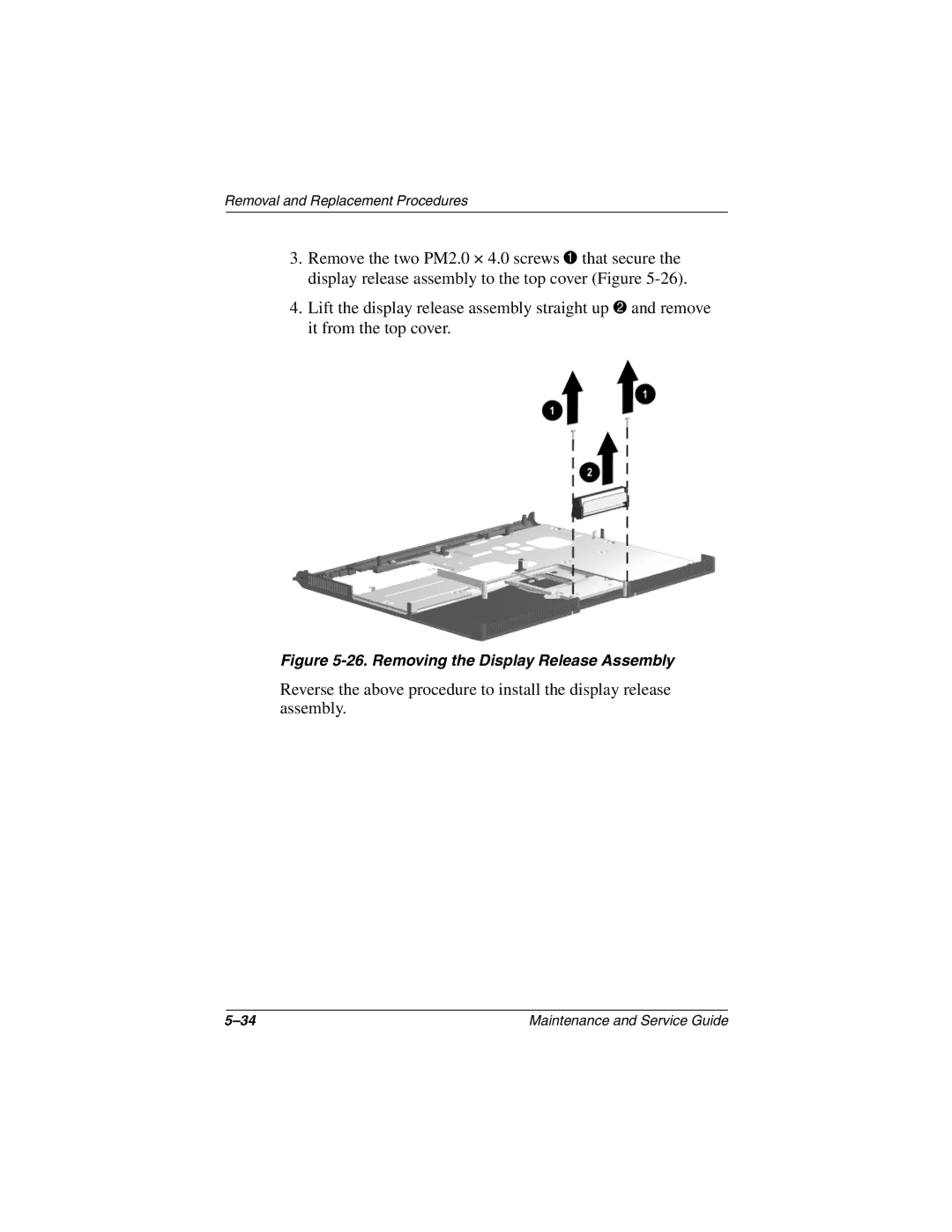 Compaq N800C manual Removing the Display Release Assembly 