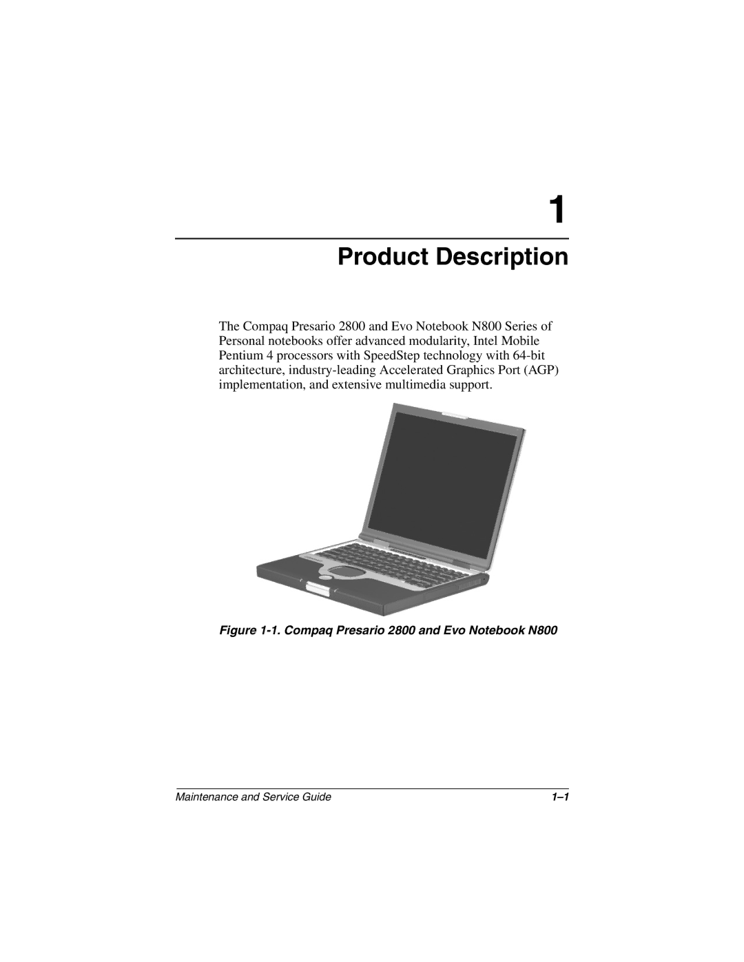 Compaq N800C manual Product Description 