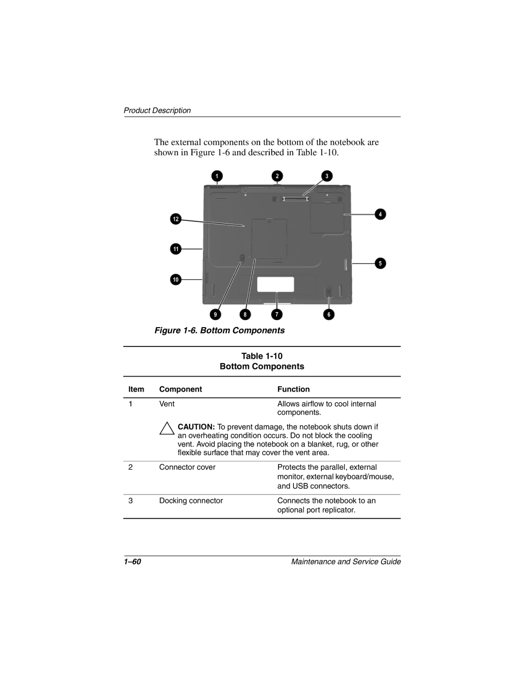 Compaq N800C manual Bottom Components 