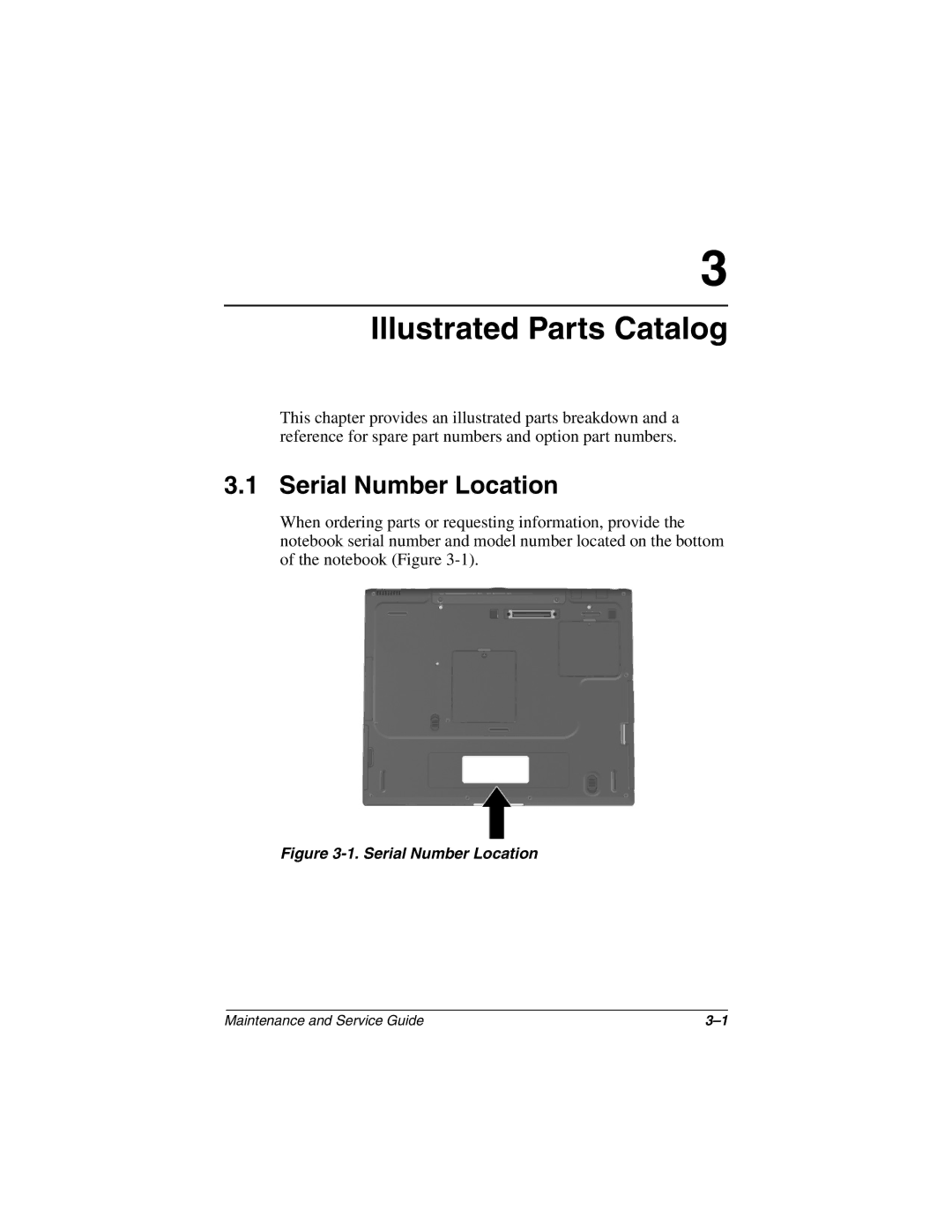 Compaq N800C manual Illustrated Parts Catalog, Serial Number Location 