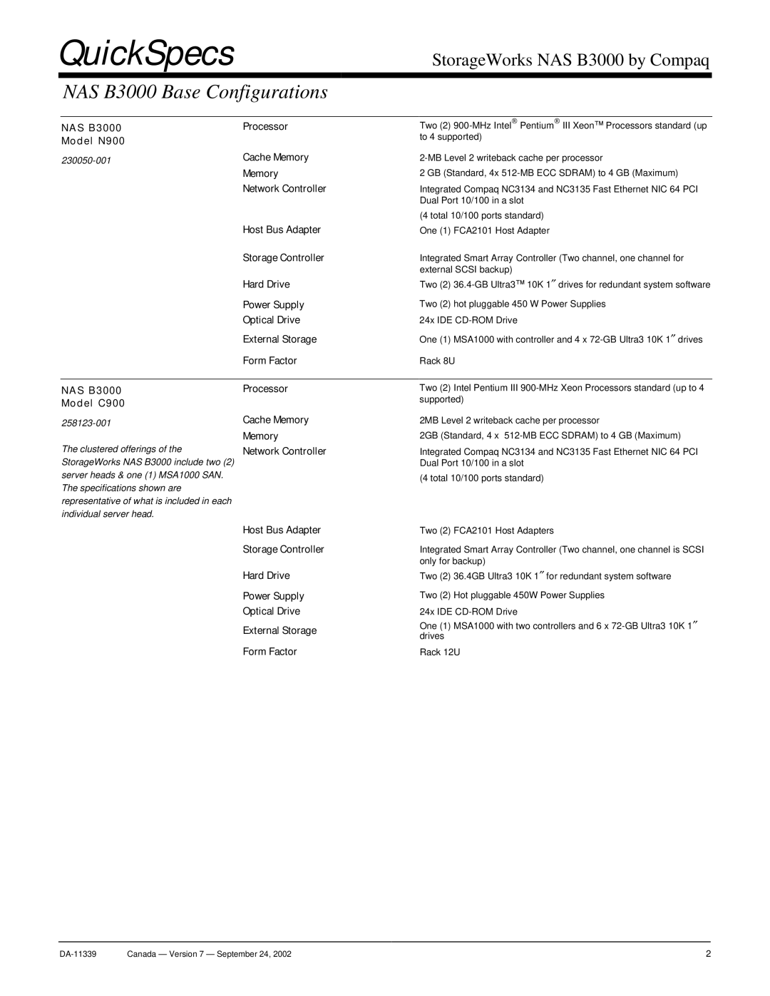 Compaq manual NAS B3000 Base Configurations 