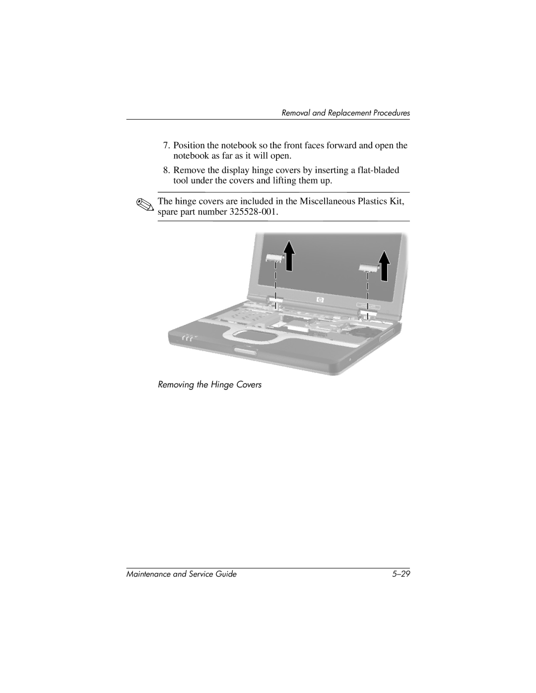 Compaq NC4000 manual Removing the Hinge Covers 