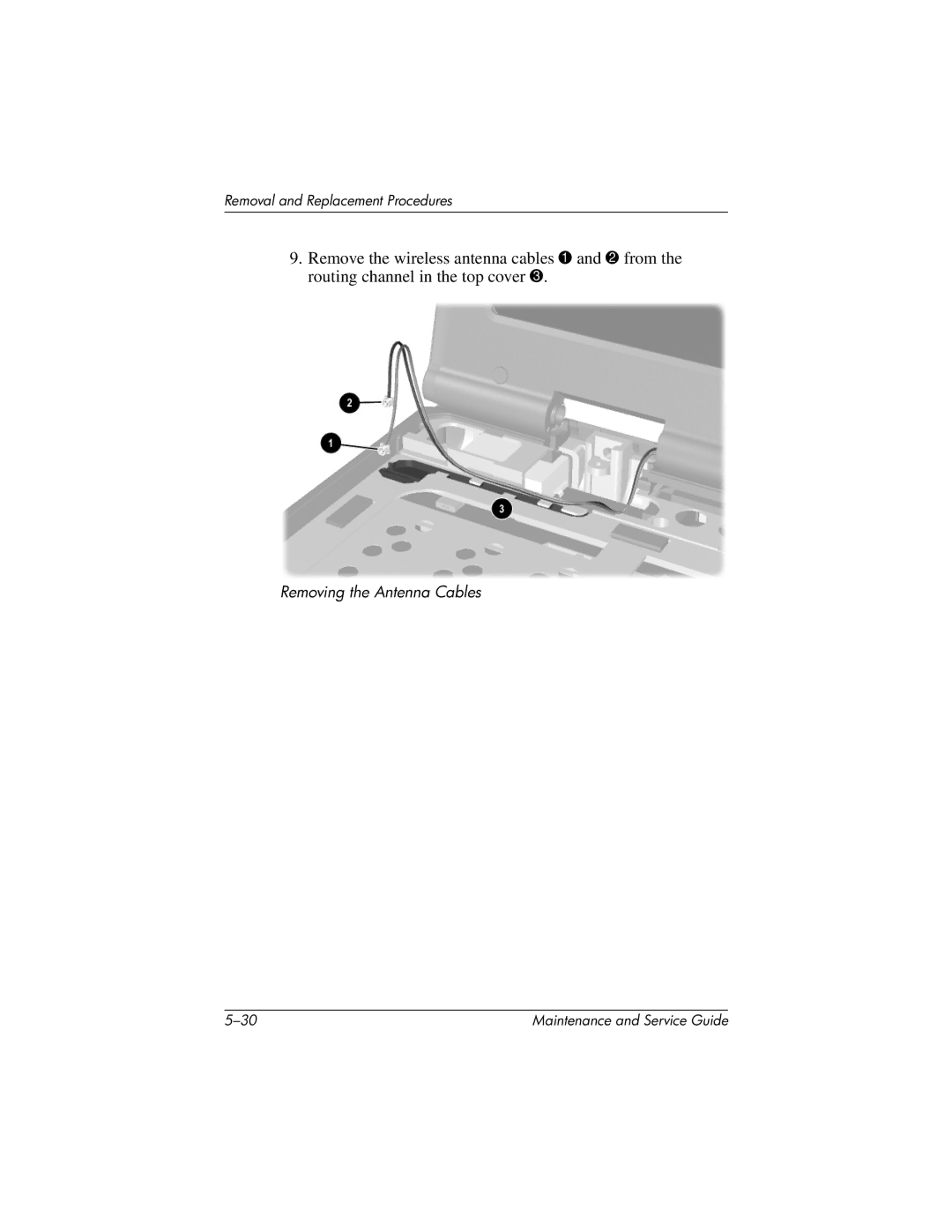 Compaq NC4000 manual Removing the Antenna Cables 