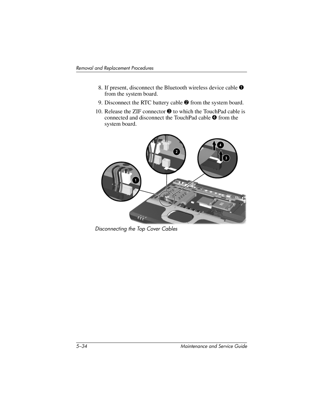 Compaq NC4000 manual Disconnecting the Top Cover Cables 