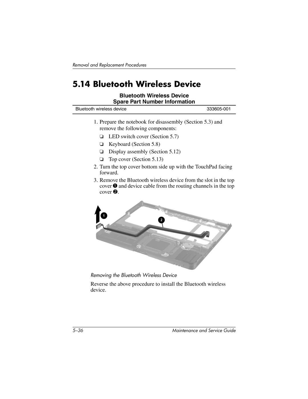 Compaq NC4000 manual Bluetooth Wireless Device Spare Part Number Information 