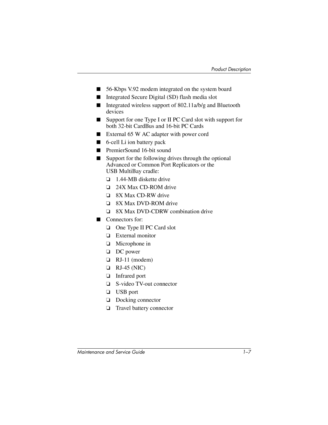 Compaq NC4000 manual Product Description 