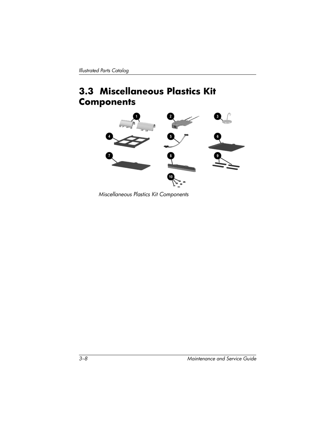 Compaq NC4000 manual Miscellaneous Plastics Kit Components 