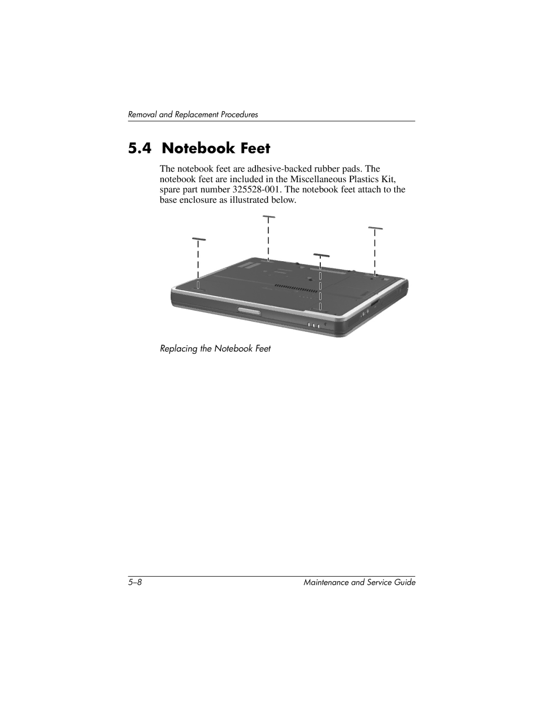 Compaq NC4000 manual Replacing the Notebook Feet 