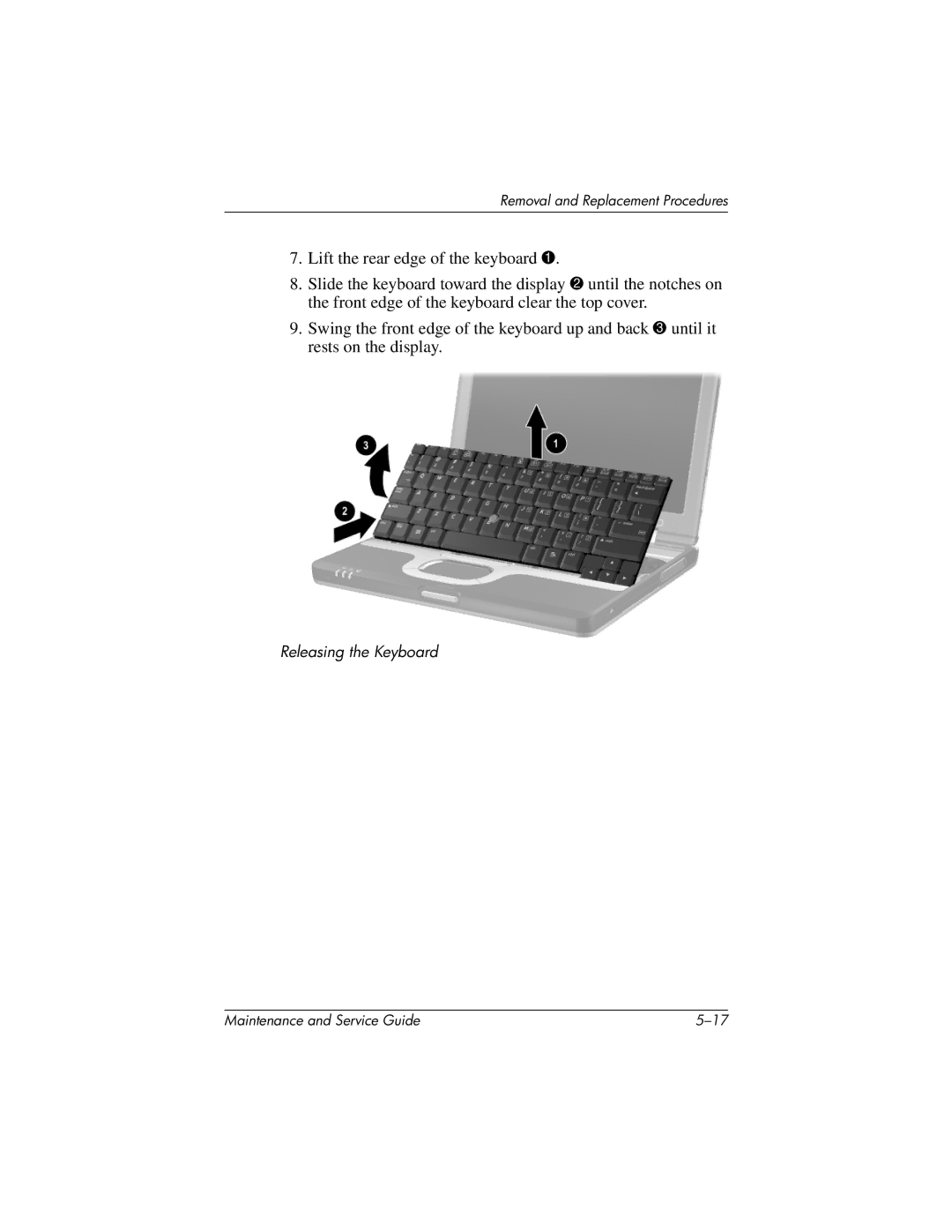 Compaq NC4000 manual Releasing the Keyboard 