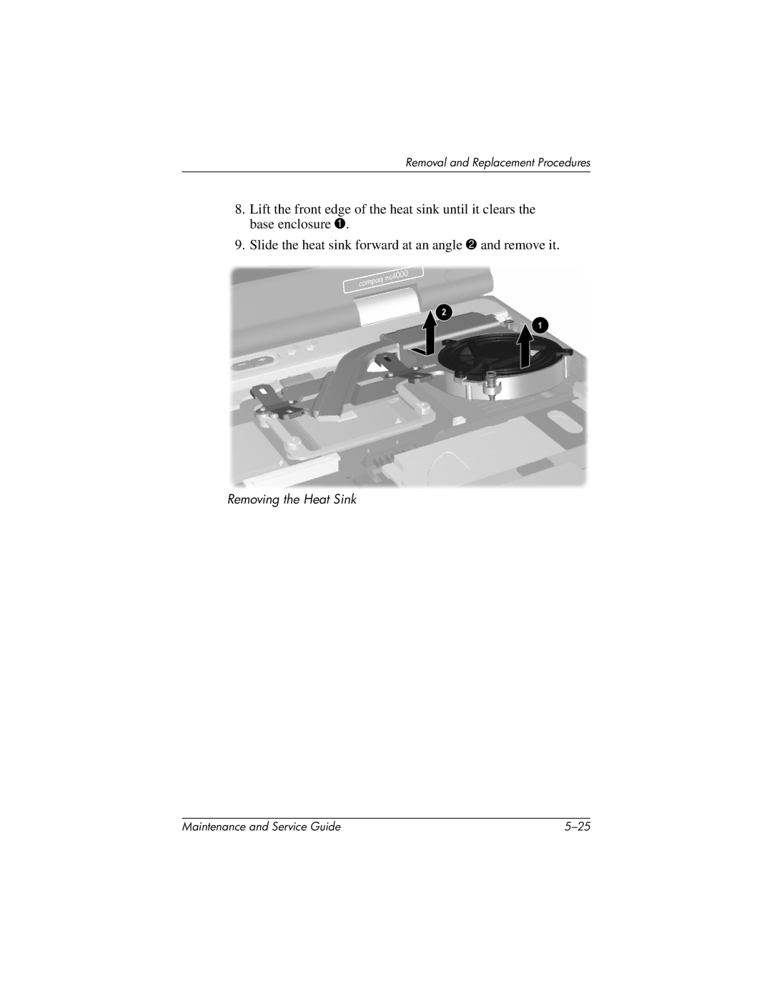 Compaq NC4000 manual Removing the Heat Sink 