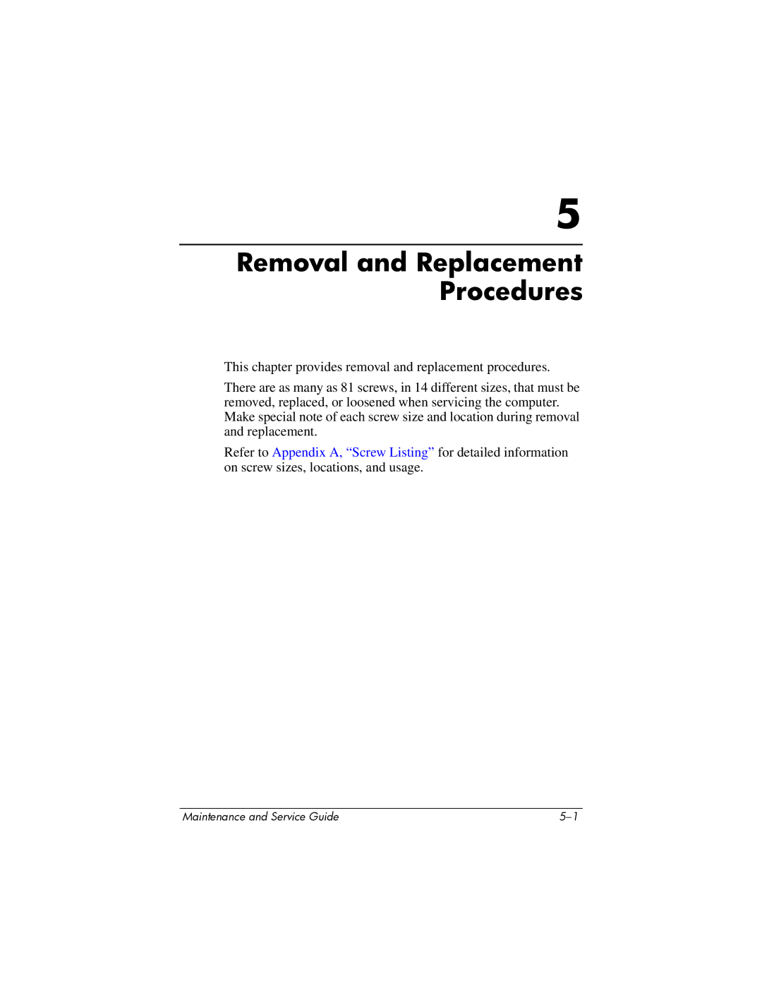 Compaq NC6400 manual Removal and Replacement Procedures 