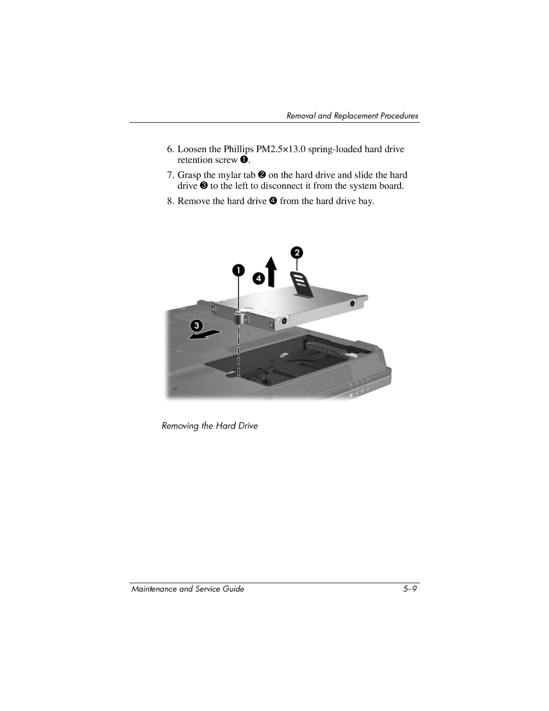 Compaq NC6400 manual Removing the Hard Drive 