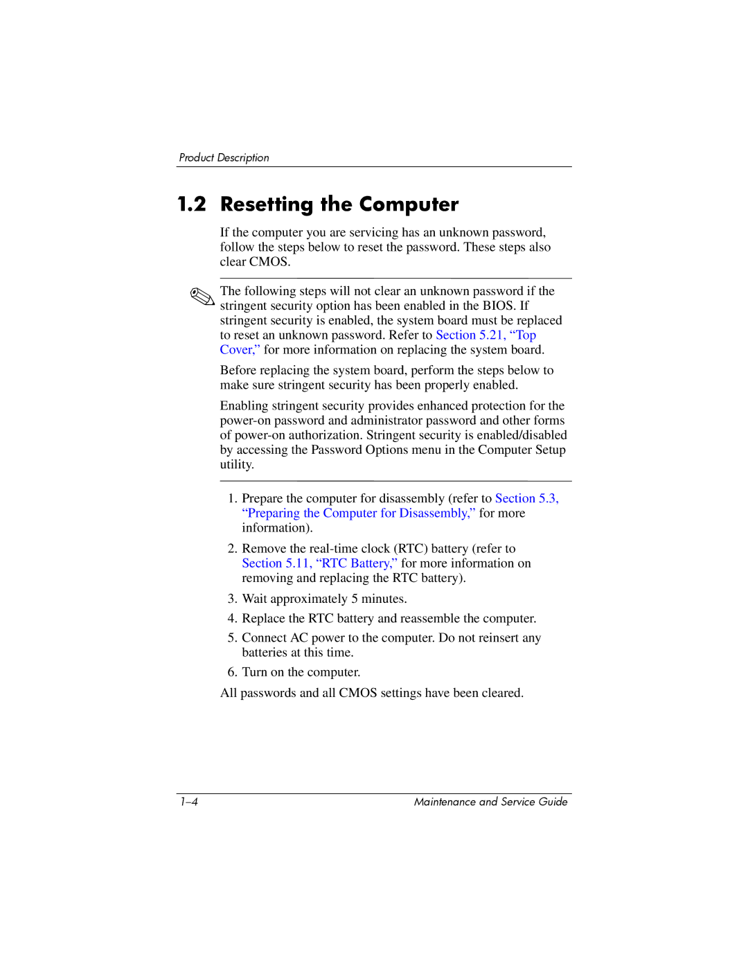 Compaq NC6400 manual Resetting the Computer 