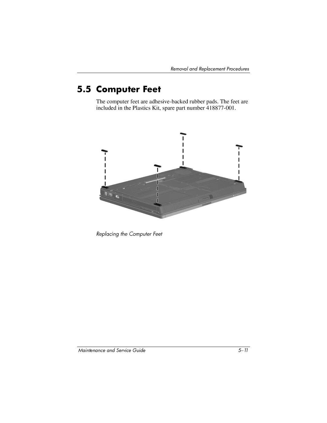 Compaq NC6400 manual Computer Feet 